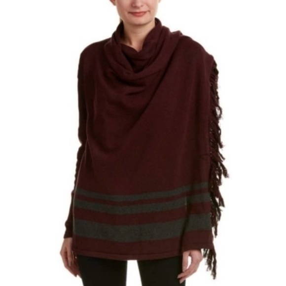Cabi Women's 3002 Port Wine Fringe Wrap Cardigan Sweater - Picture 1 of 14